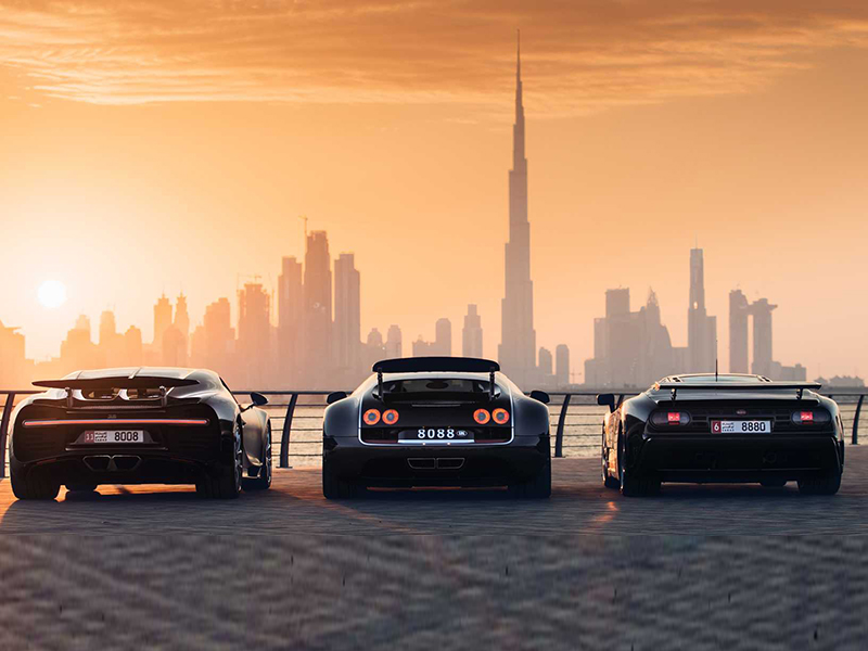 "بوجاتي" تحتفل بأبرز 3 موديلات في دبي بطريقة استثنائية